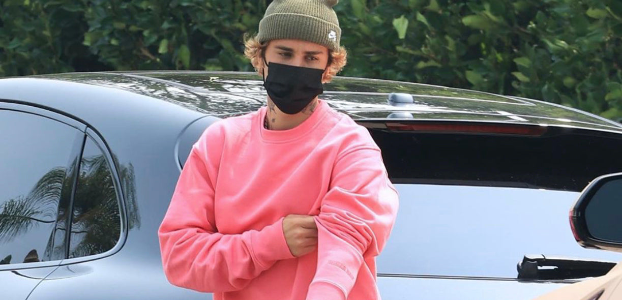 justin bieber in black face mask