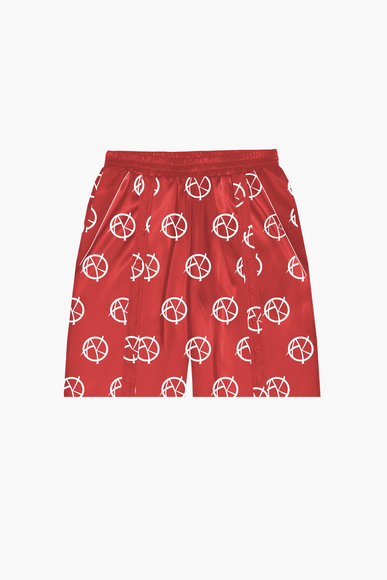 ANARCHY PANEL SHORTS flat lay front view in red