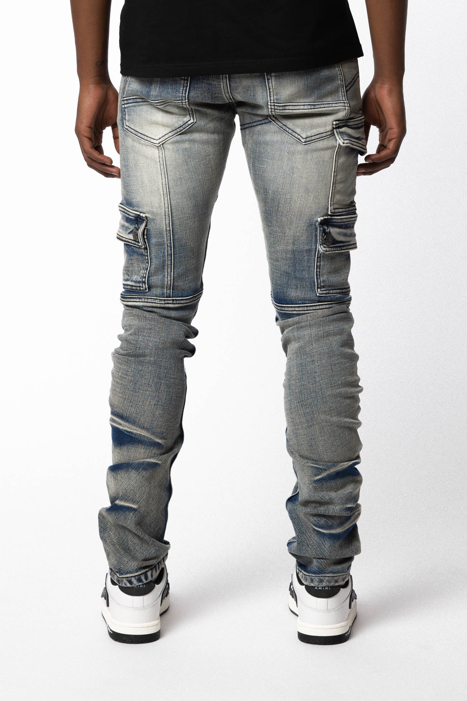 Back pocket view of Kyle Blue Jeans