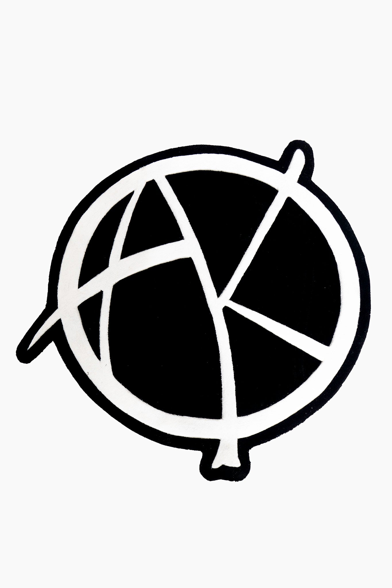 AKINGS Anarchy Logo Rug, black rug with white anarchy logo
