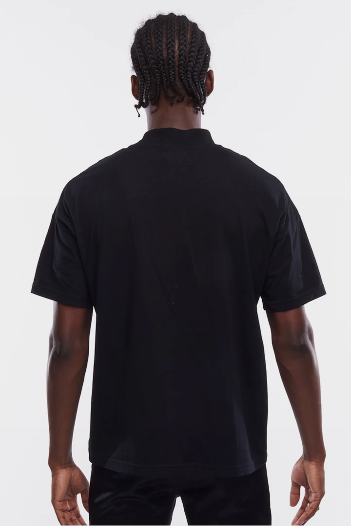 BACK VIEW OF AK LOGO MOCKNECK T-SHIRT