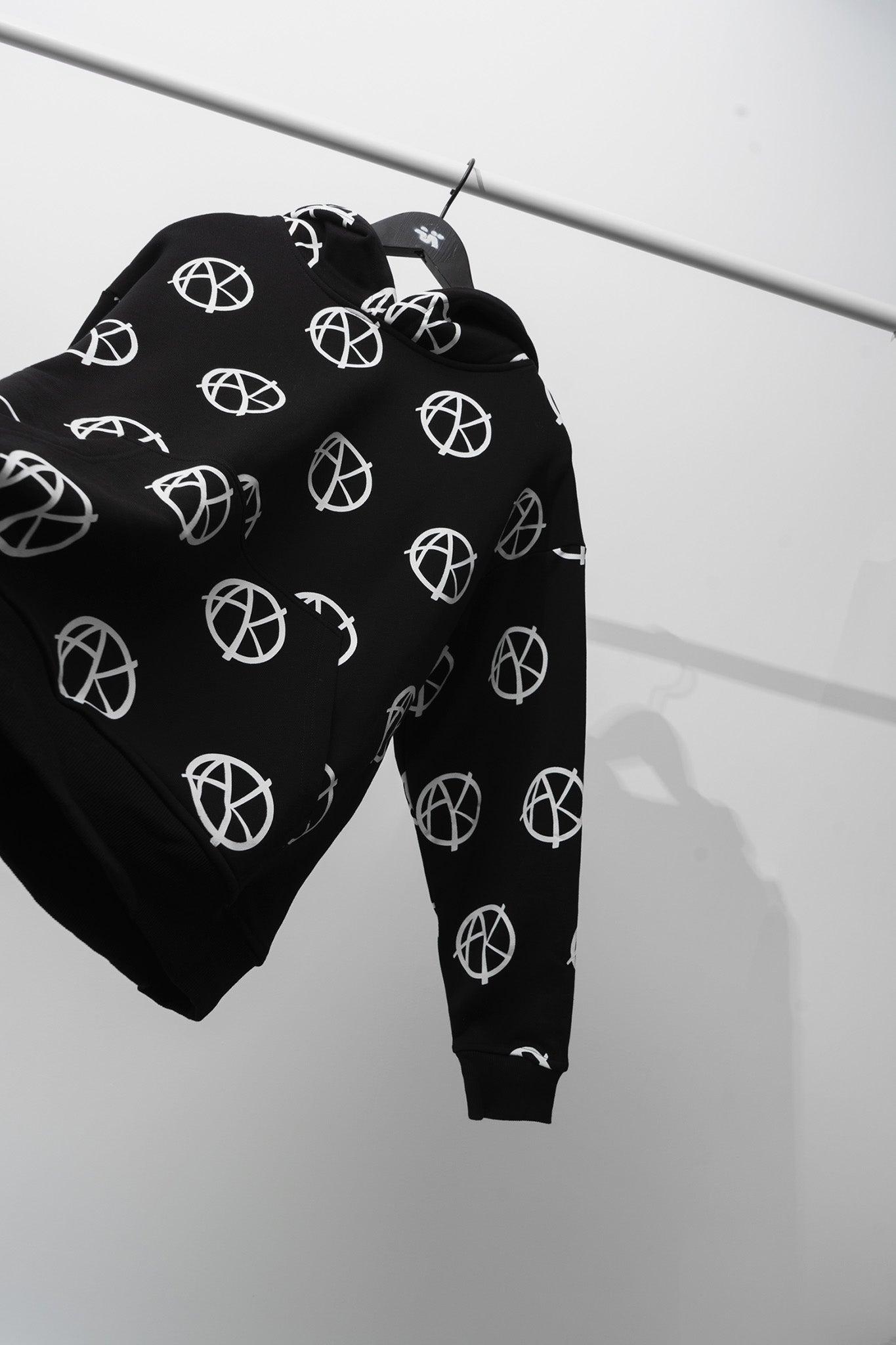 Front view of AKINGS Anarchy Multi Logo Hoodie