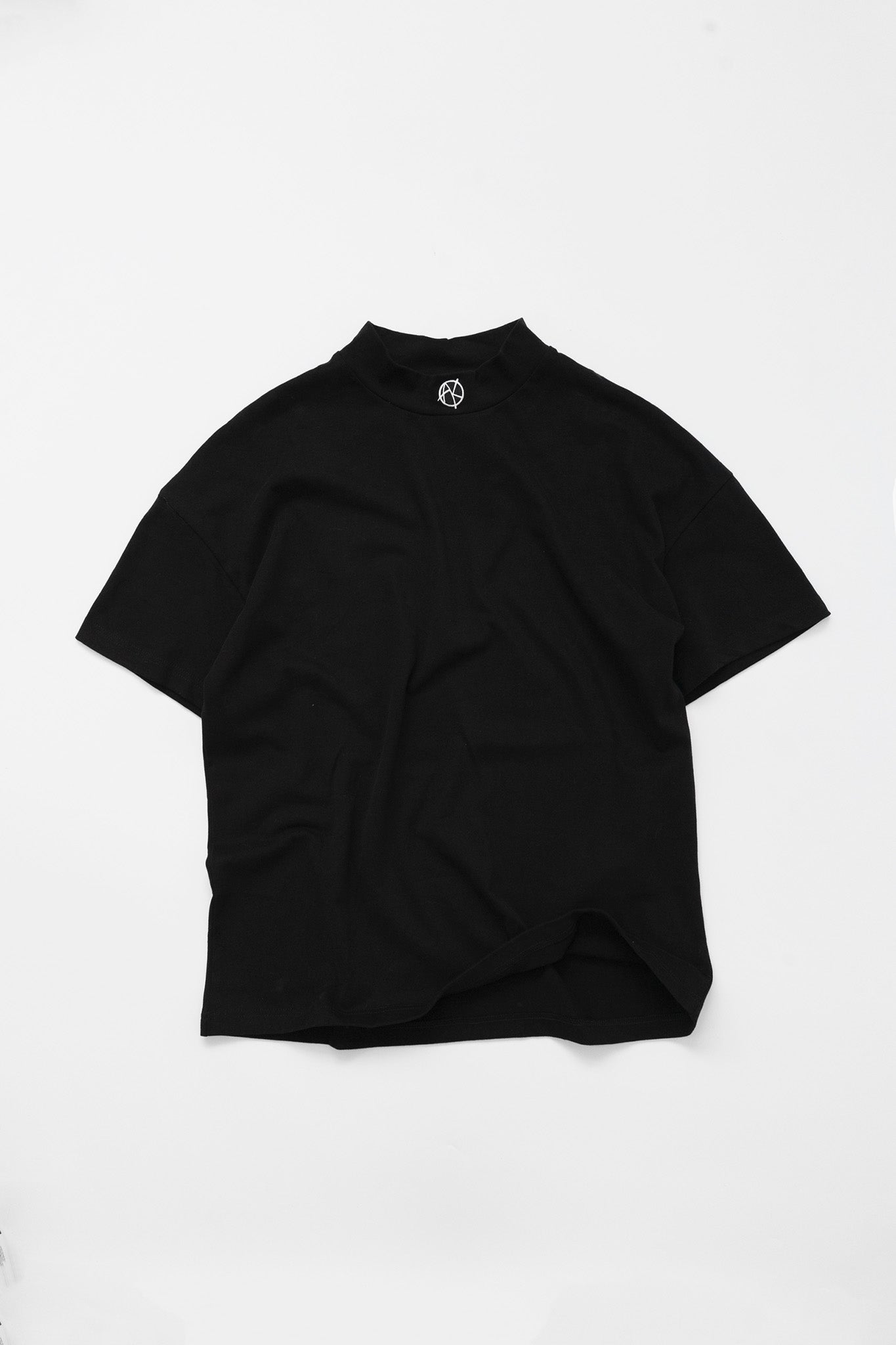 FLAT LAY OF AK LOGO MOCKNECK T-SHIRT
