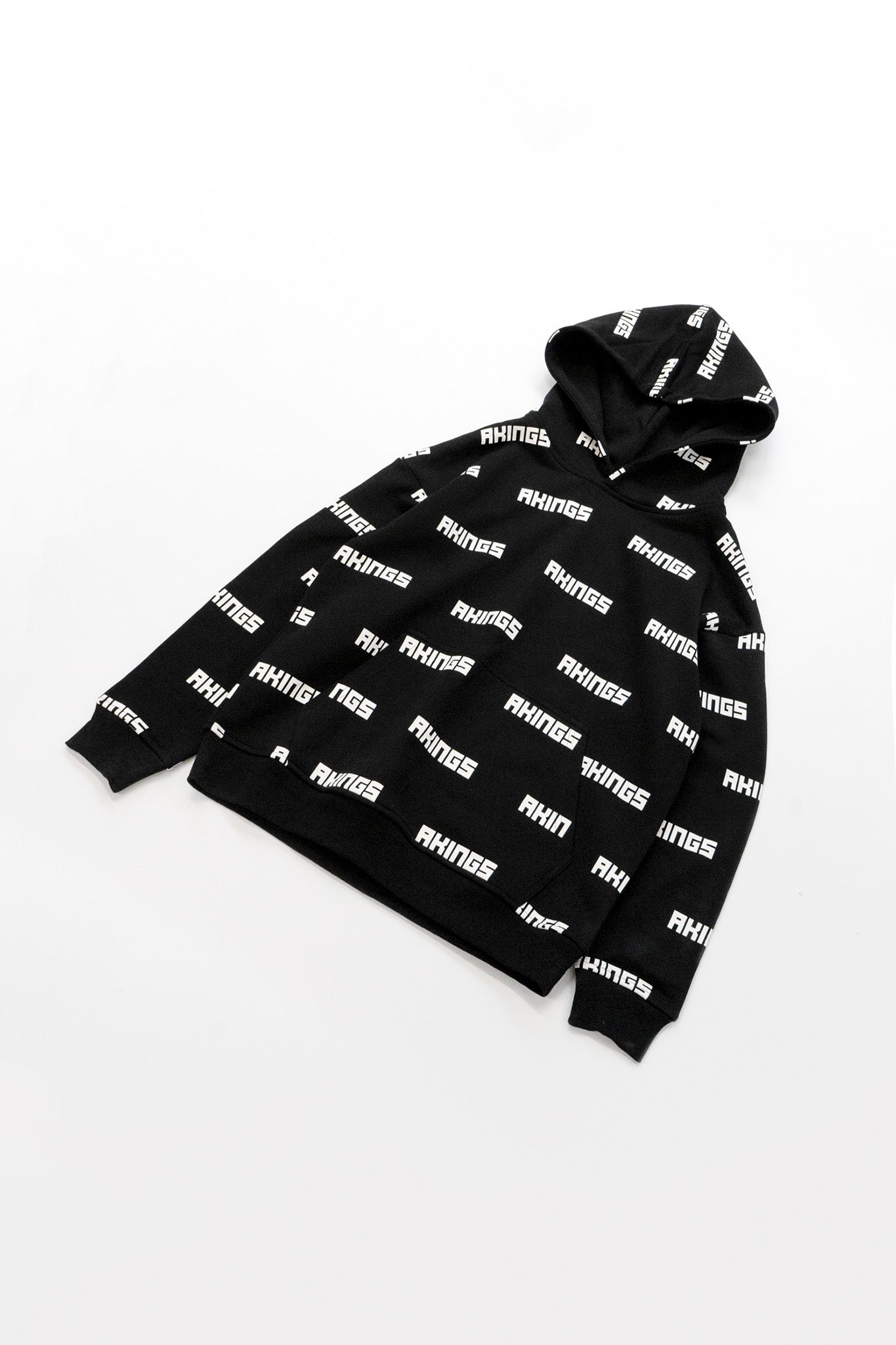 AKINGS 1984 Multi Logo Hoodie, black - flat lay
