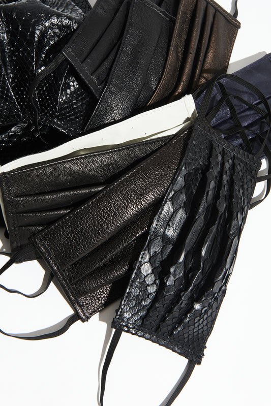 Leather face masks; Python Face Mask, Calf Leather face mask and more.