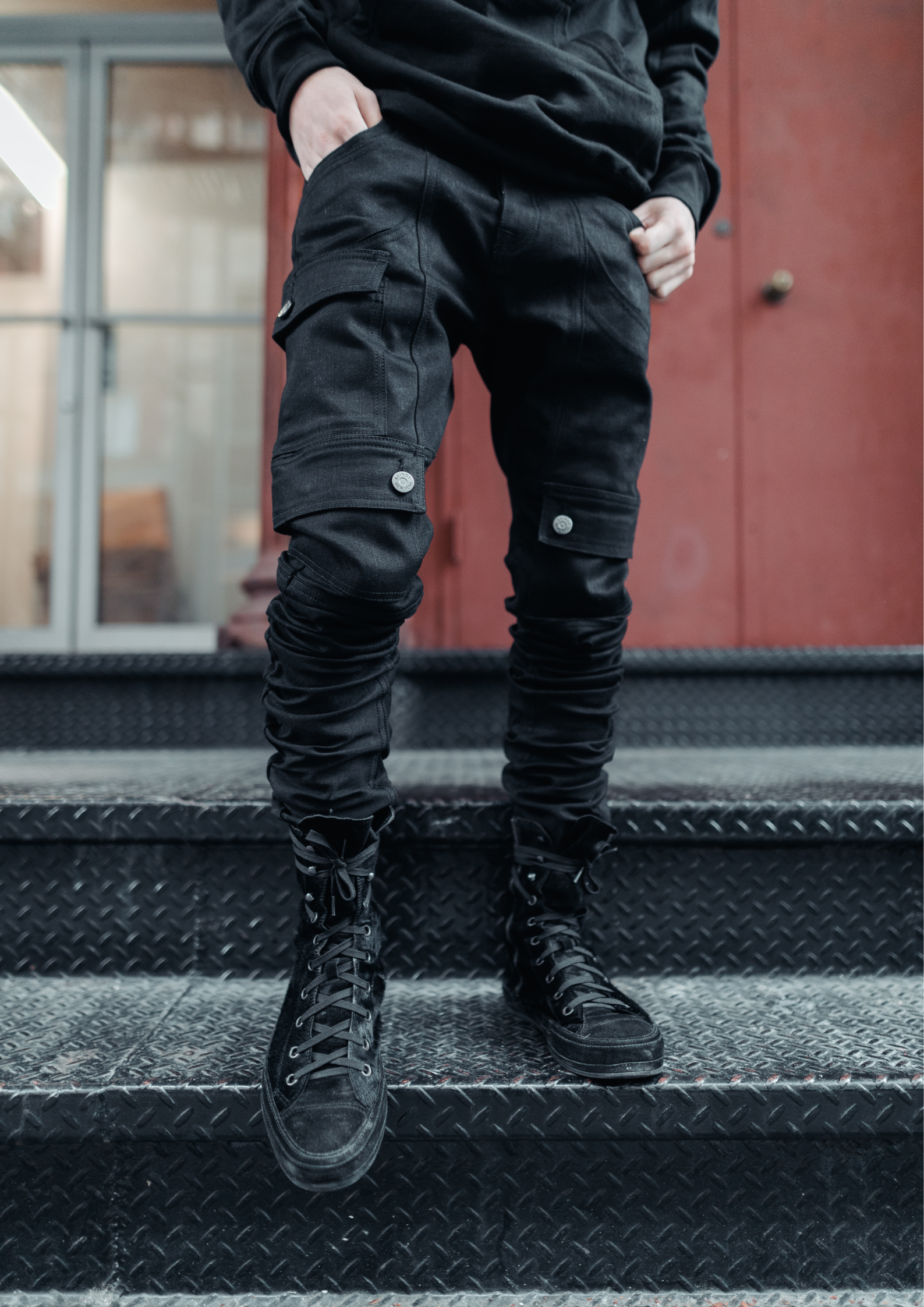 Black jeans with side best sale pockets