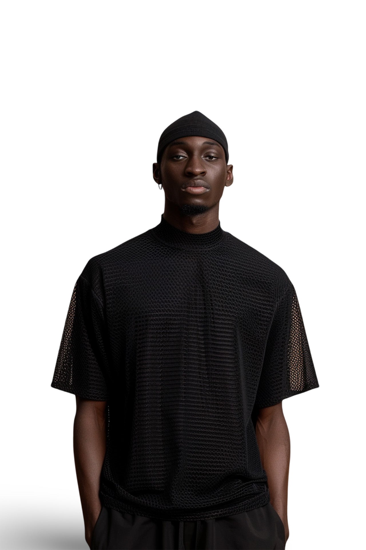 MESH MOCKNECK T-SHIRT