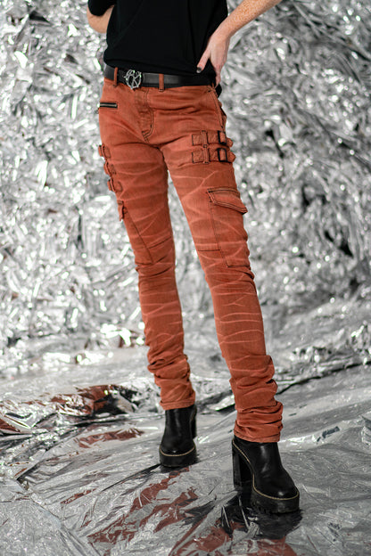 close-up view showing the details of the jeans