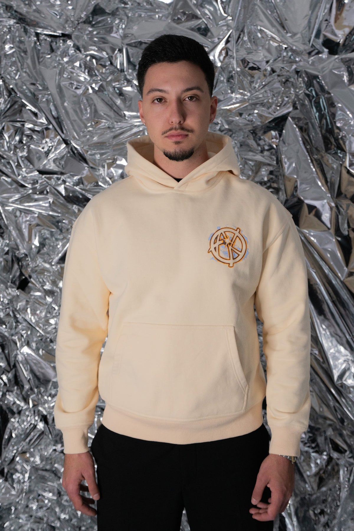 NO RISK NO REWARD HOODIE model wearing xl