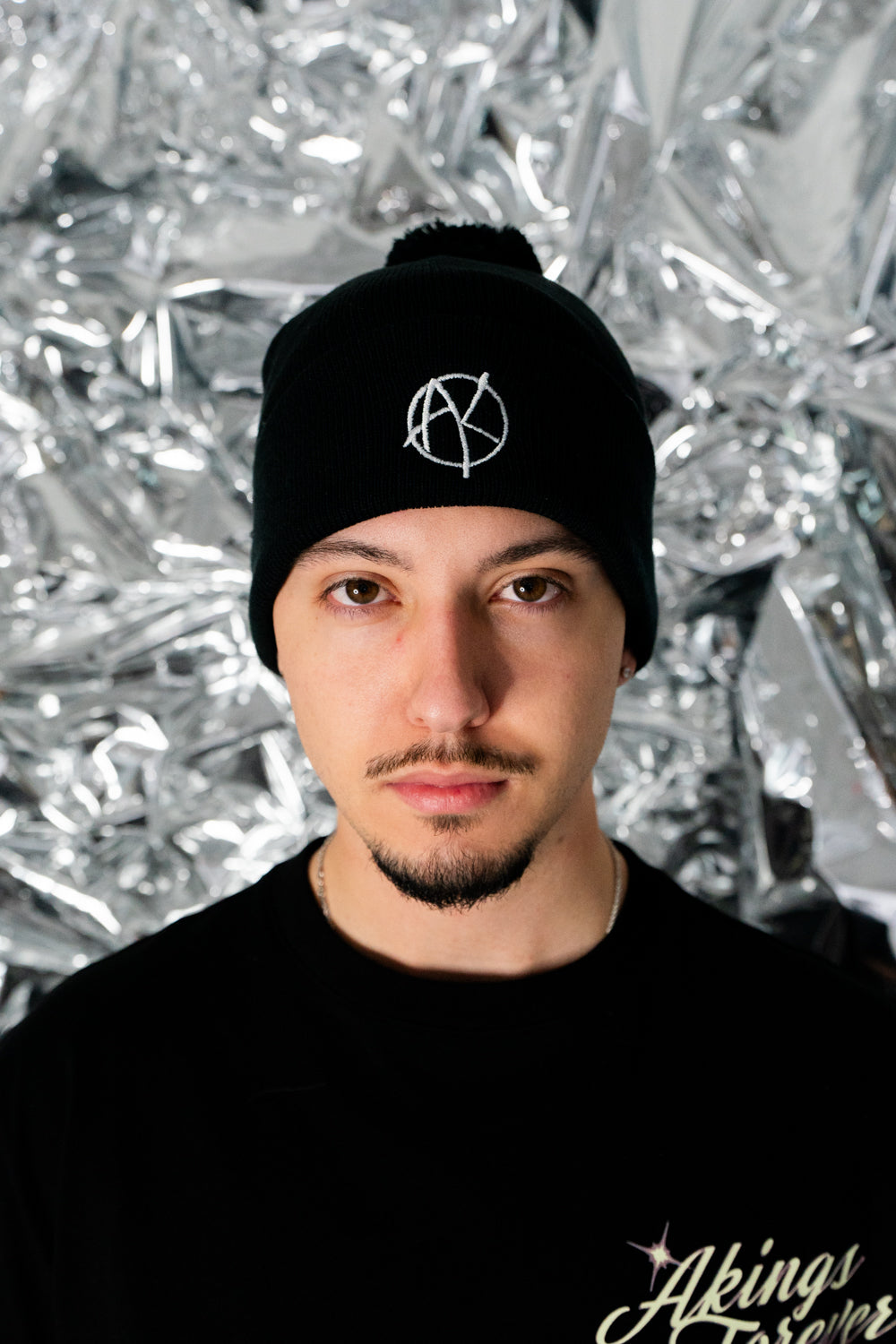 AK EMBLEM SPRAY LOGO POM BEANIE