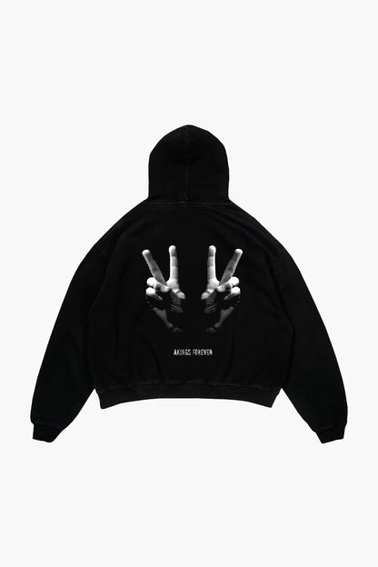 GENUINE MERINO FUR PEACE ZIP HOODIE back details