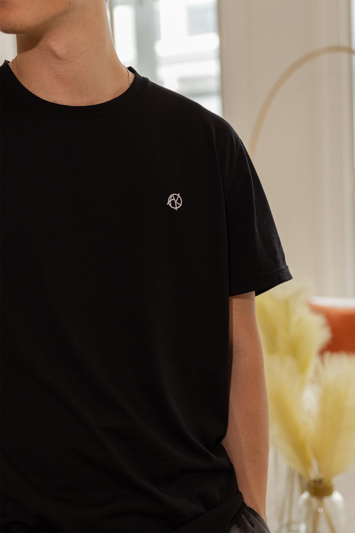Black Wool T-Shirt with Logo main image 1
