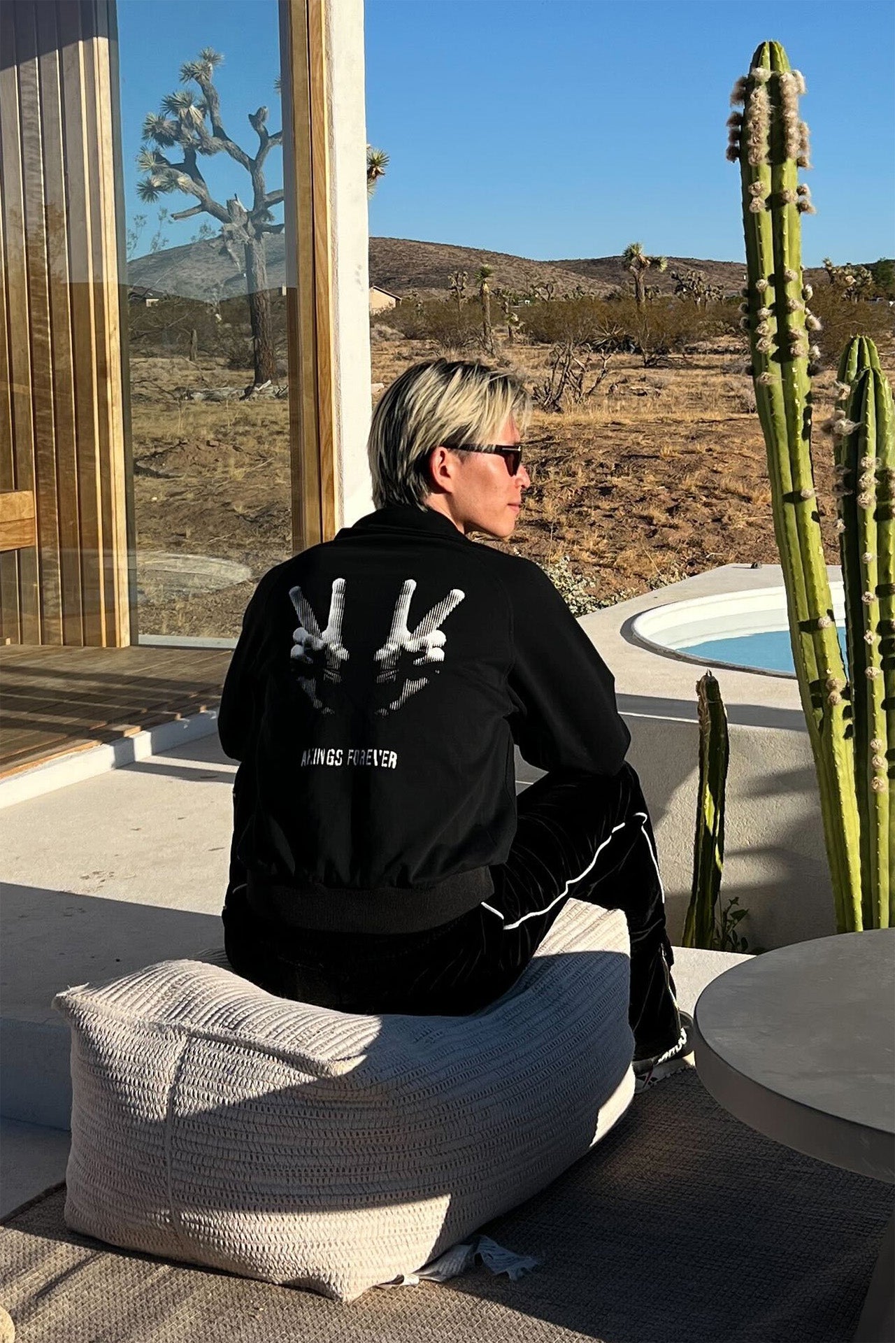 model wearing size Large showing back print