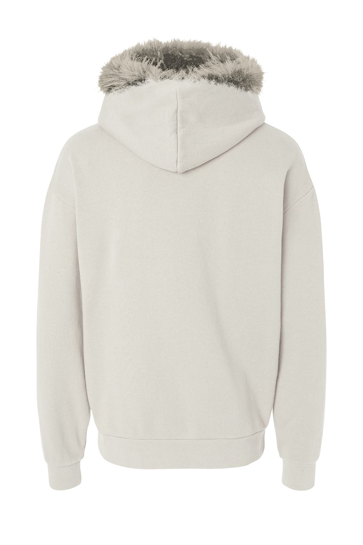 GENUINE MERINO FUR HOODIE white version in back view