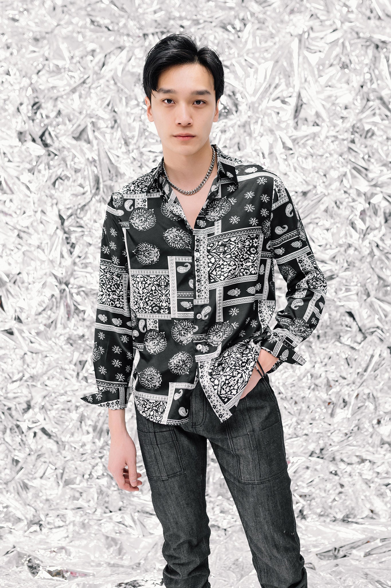 BANDANA SATIN SHIRT - AKINGS