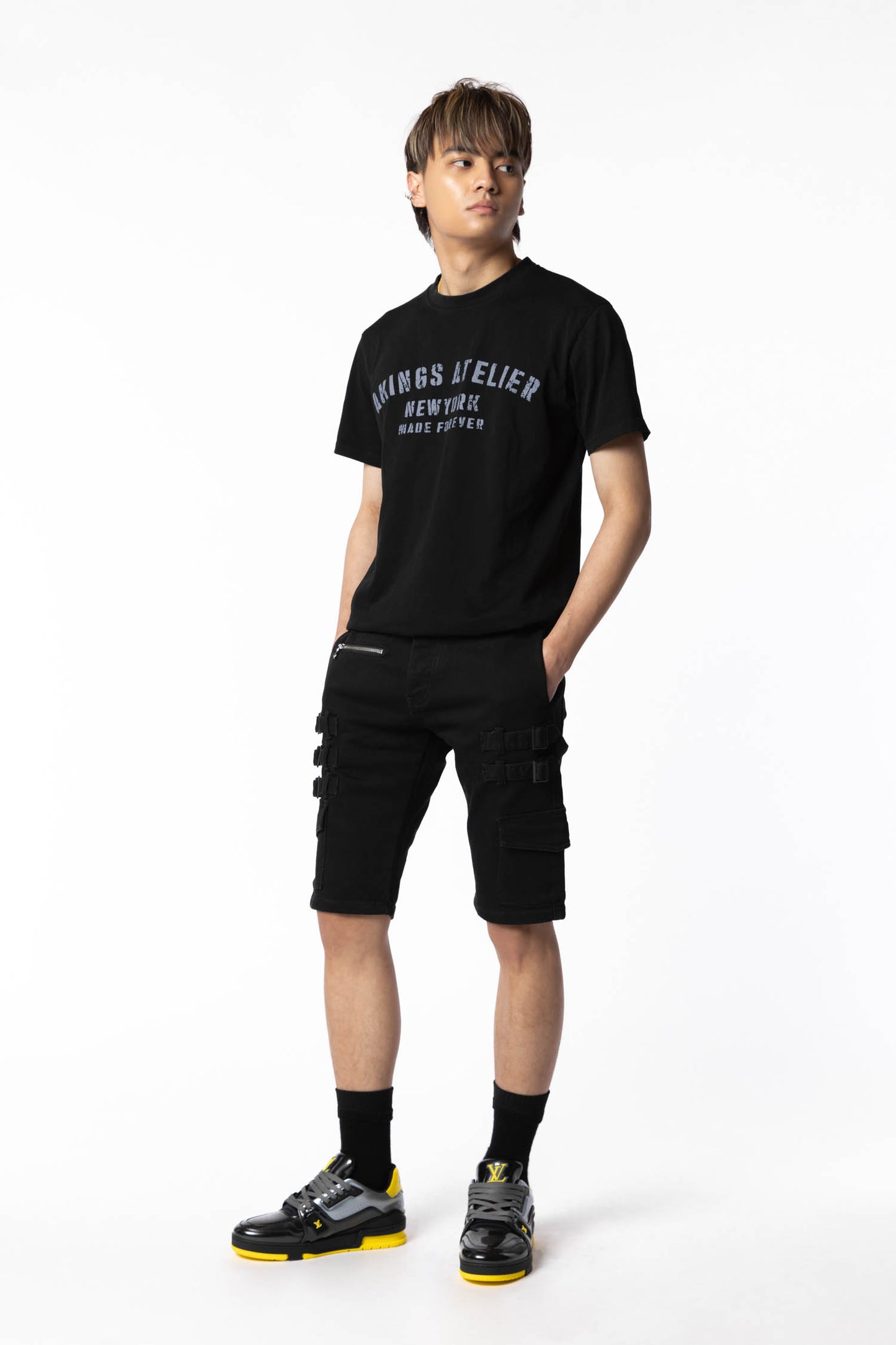 OMARI DENIM SHORTS - View 2 - AKINGS