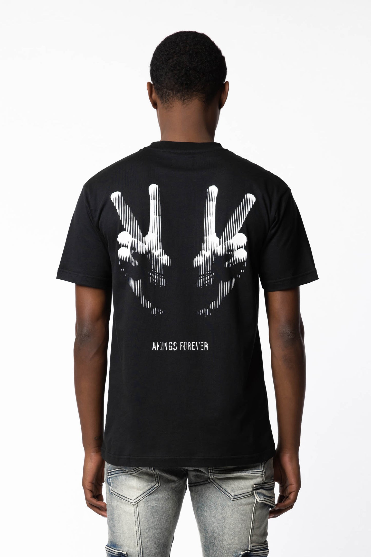 full back view of peace t-shirt