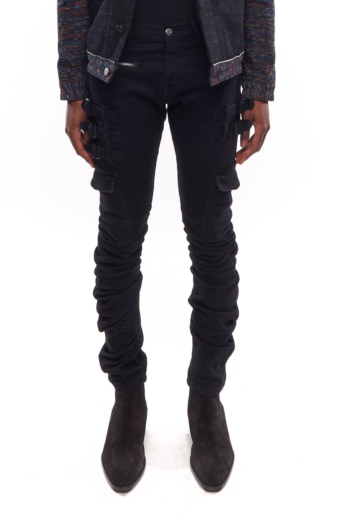 Mode wearing size 34 of BLACK OMARI STACKED JEANS