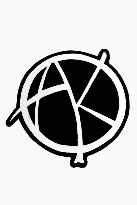 AKINGS Anarchy Logo Rug, black rug with white anarchy logo