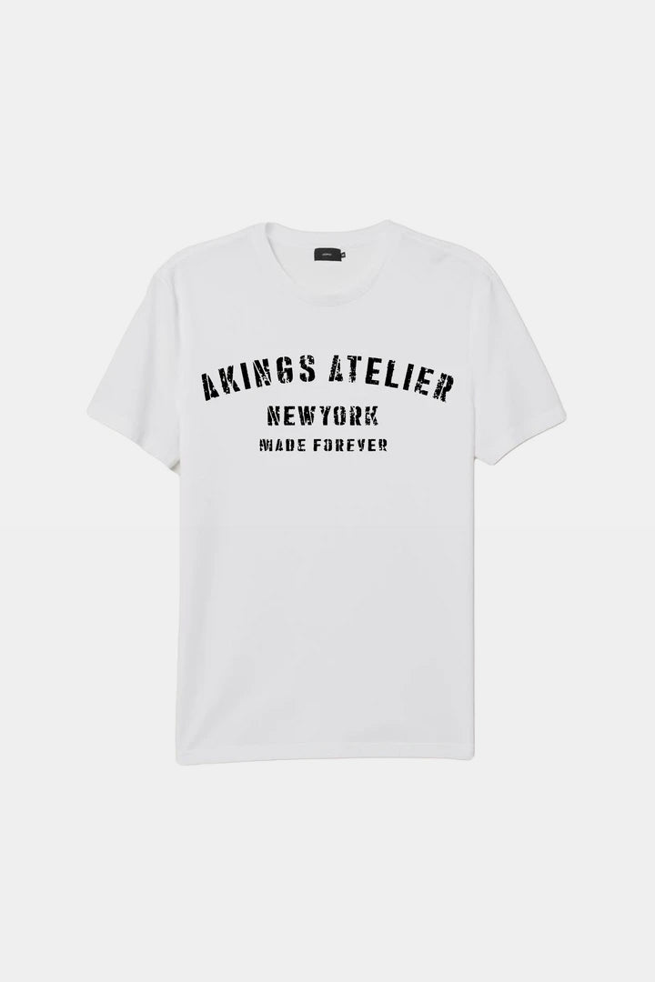 flat lay of AKINGS Atelier T-shirt in white