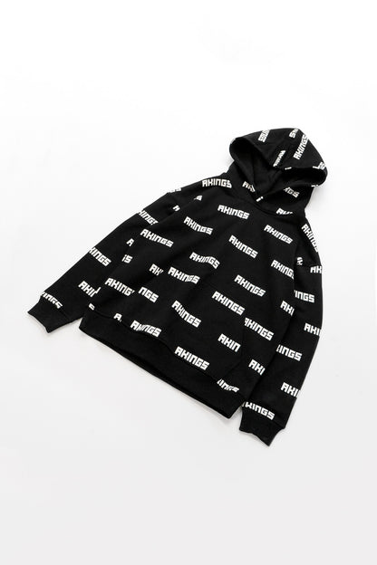 AKINGS 1984 Multi Logo Hoodie, black - flat lay