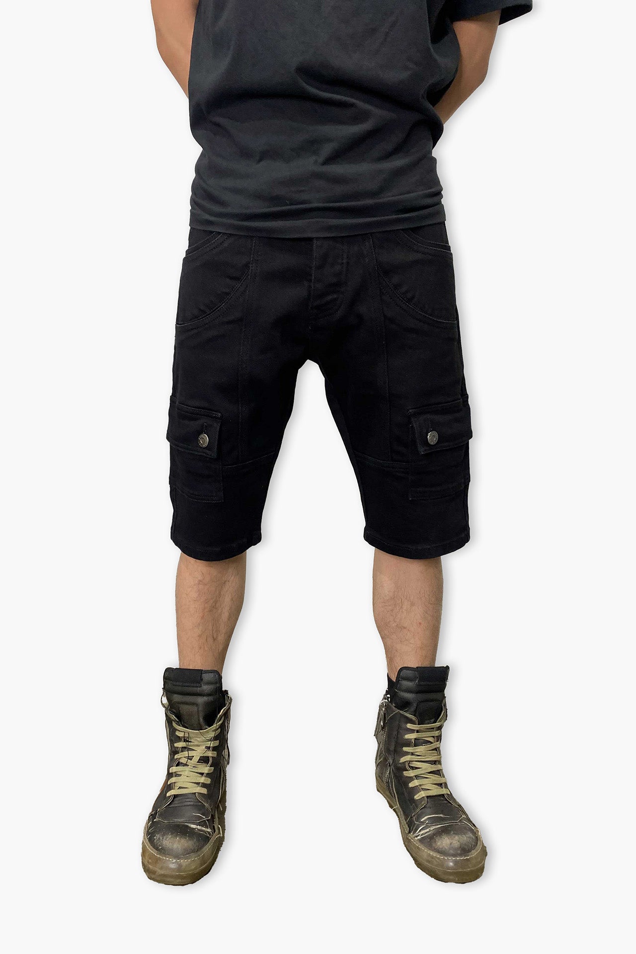 Front view, KYLE DENIM SHORTS