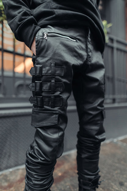 Close-up of waxed texture on Omari Jeans