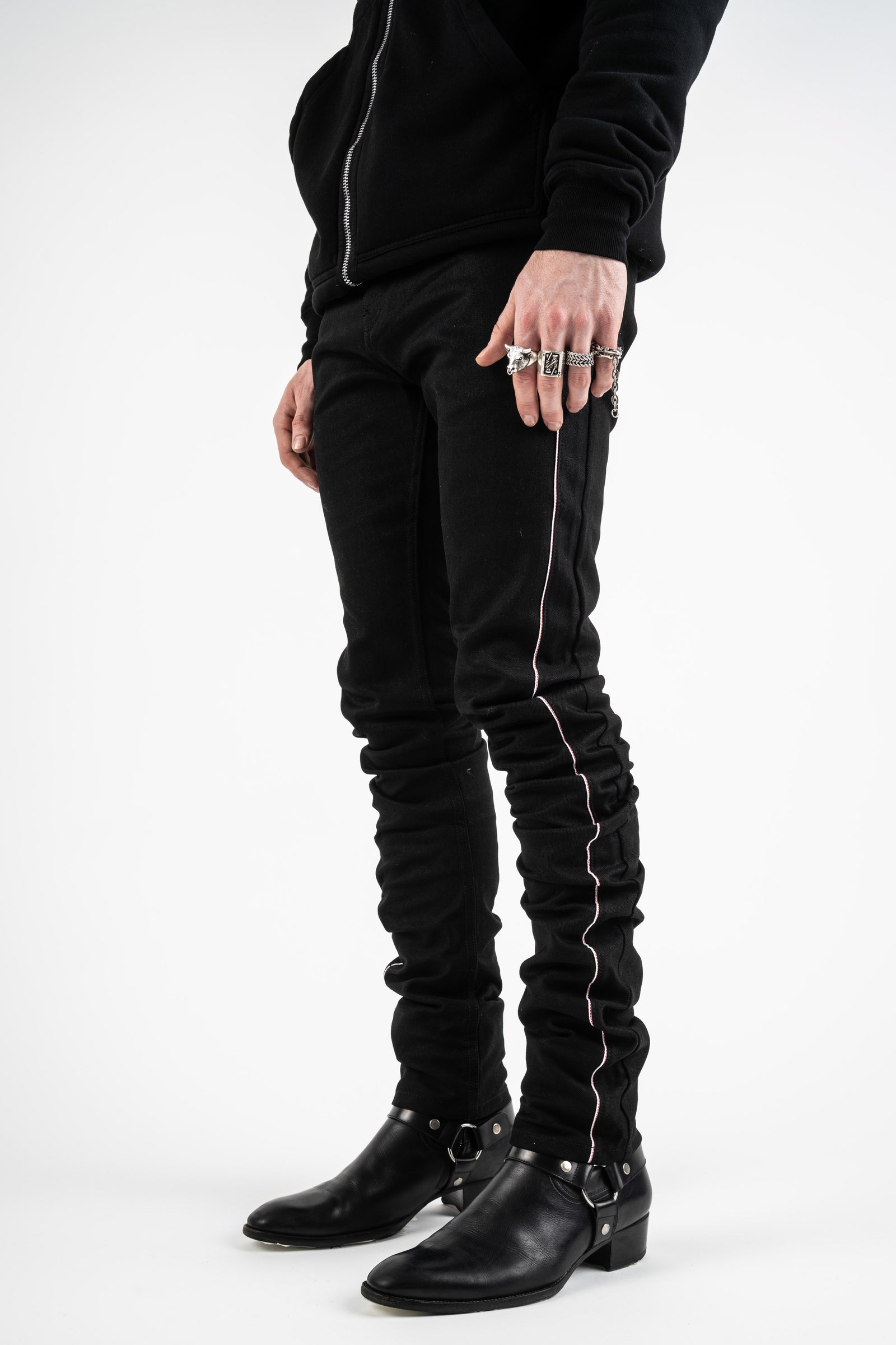 side view of Varick jeans showing the side seam